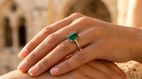 טבעת אמרה | אמרלד מעבדה כסף 925