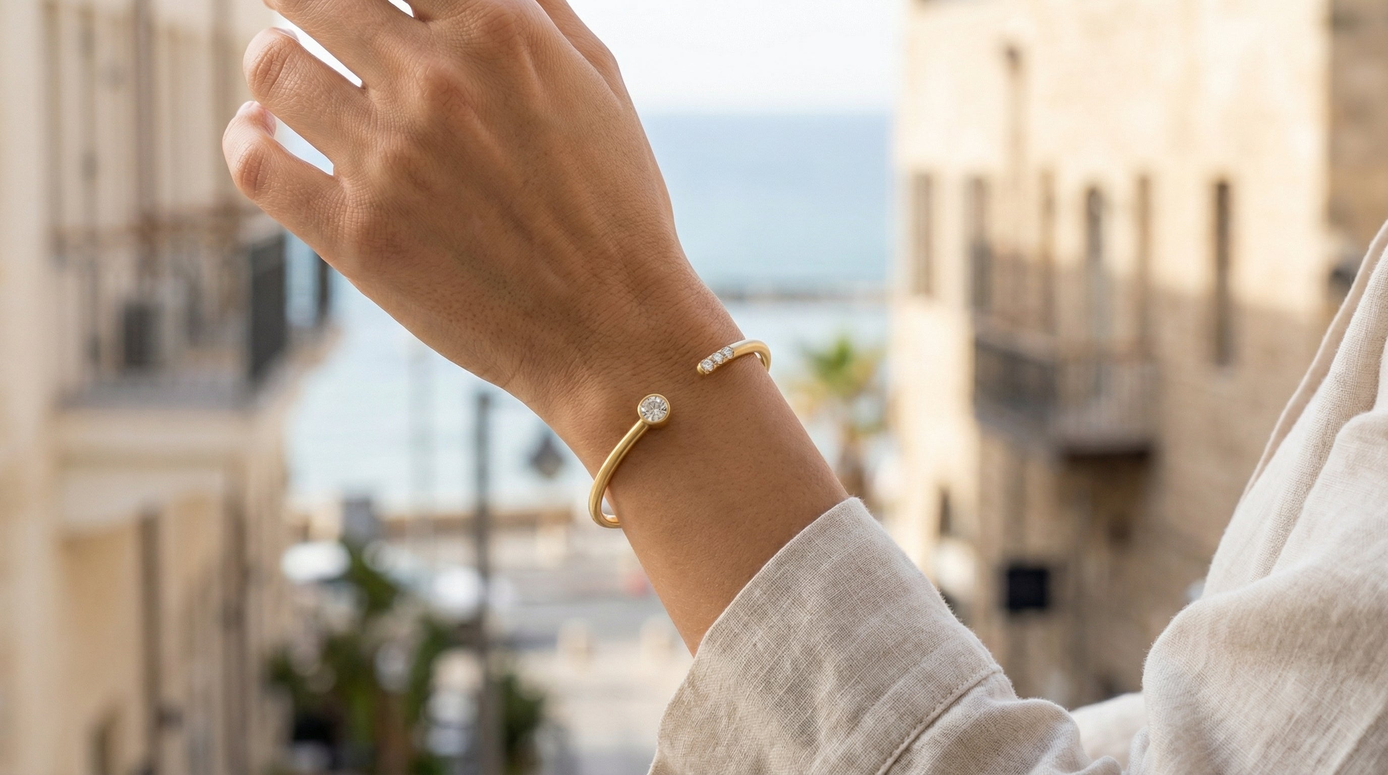 צמיד אורה | קאף פתוח יהלום מעבדה