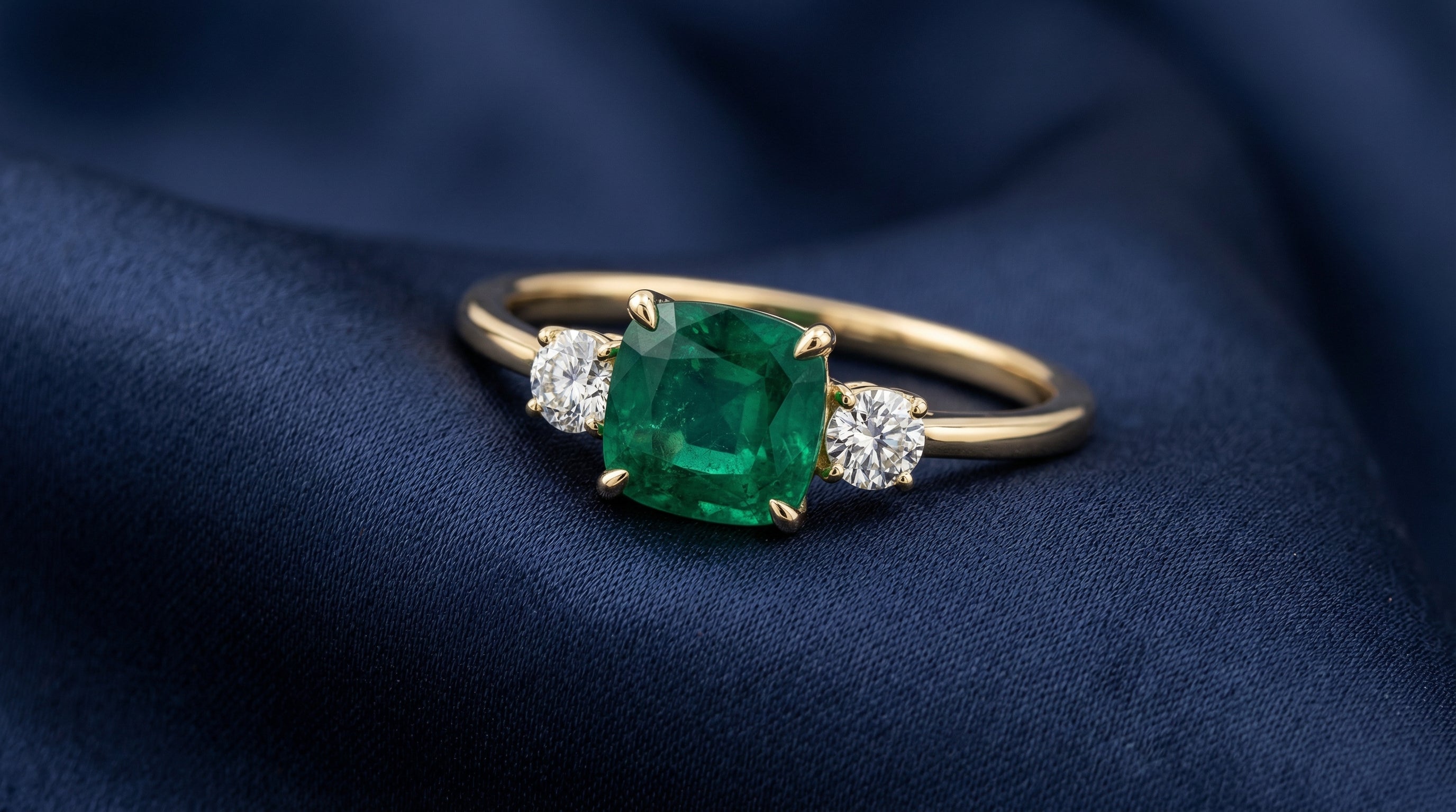 טבעת קושן אמרלד | יהלום מעבדה