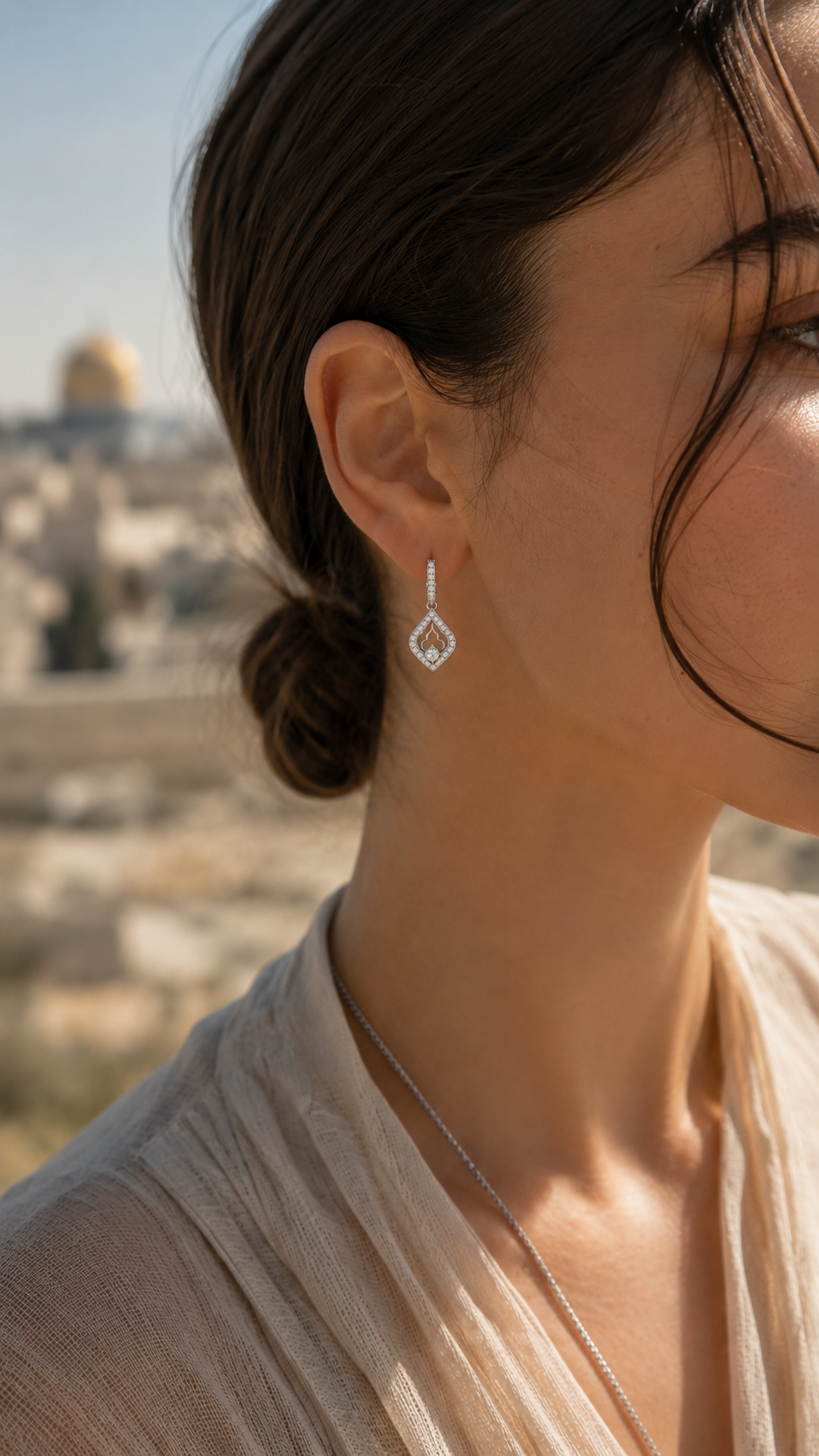 עגילי רימון | עגילי טיפה ביהלומי מעבדה